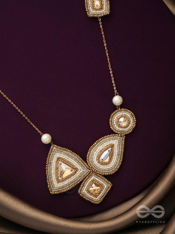 Dwista- The Copper Beauty- Beads And Stones Embroidered Necklace With Anti-Tarnish Coating 