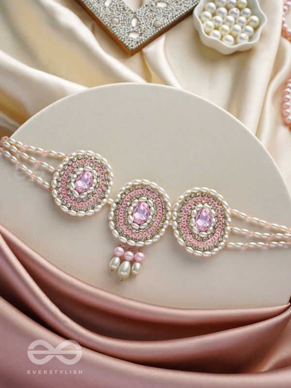 Avaarya- The Enchanting- Stones, Pearls and Sequins Embroidered Choker Necklace 