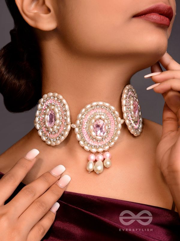 Avaarya- The Enchanting- Stones, Pearls and Sequins Embroidered Choker Necklace 