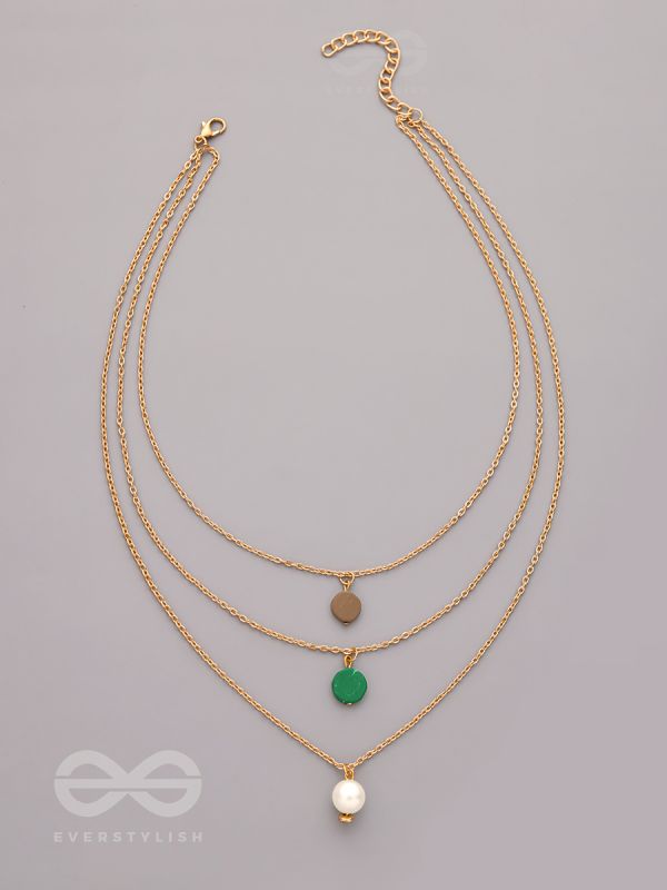 Shades Of Passion- Golden Pearl Layered Necklace With Anti-Tarnish Coating 