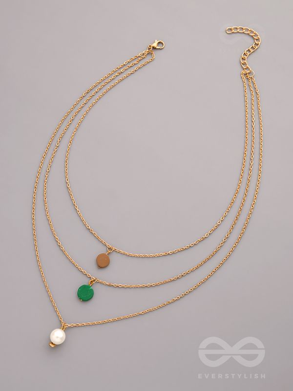 Shades Of Passion- Golden Pearl Layered Necklace With Anti-Tarnish Coating 