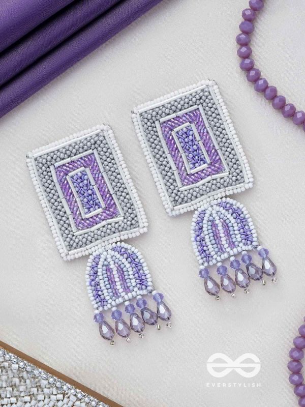 Haarya- The Beautiful Bell- Beads and Glass Drops Embroidered Earrings