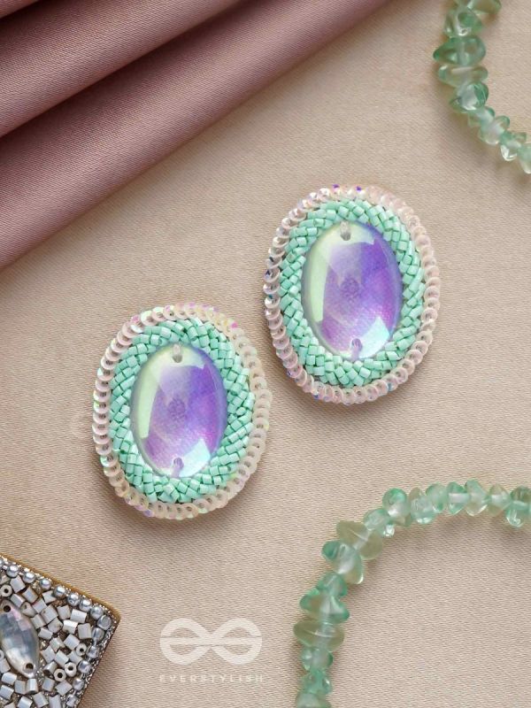 Mandara - The Mirror Reflection - Stones, Sequins And Cutdana Hand Embroidered Earrings