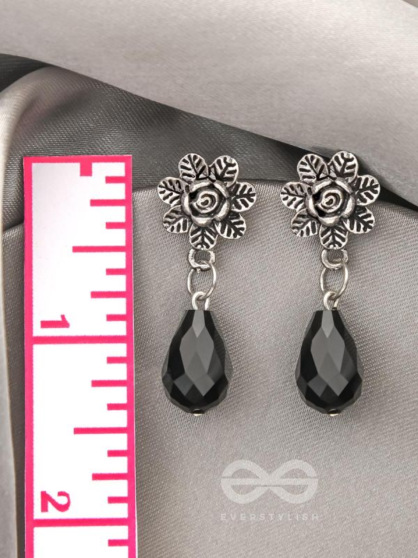 The Frosted Flower- Tiny Trinket Earrings (Ebony Black)
