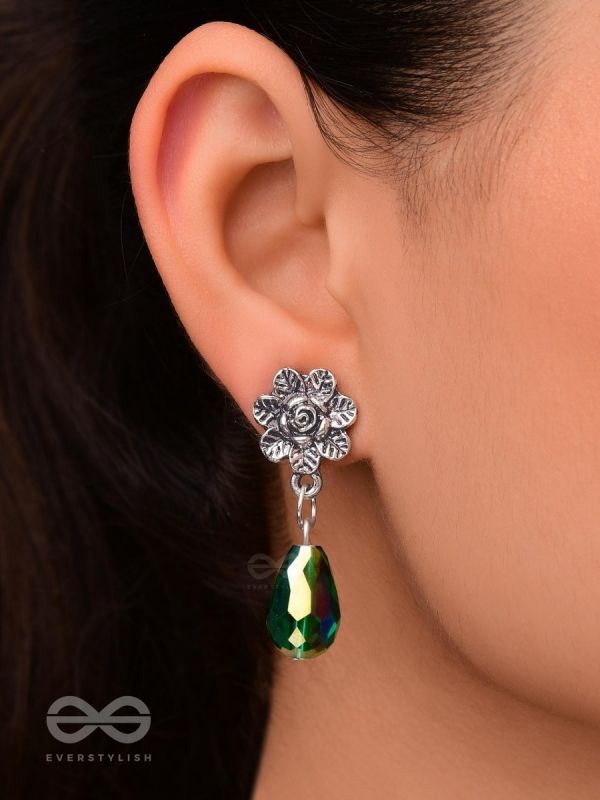 The Frosted Flower- Tiny Trinket Earrings (Shamrock Green)