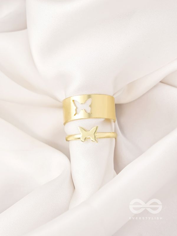 The Missing Moth- Set of Two Golden Rings