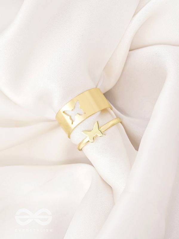 The Missing Moth- Set of Two Golden Rings