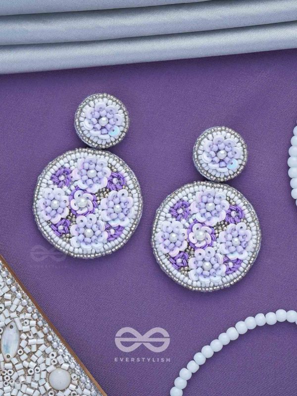 Nimrukti - The Purple Dusk - Beads And Sequins Hand Embroidered Earrings