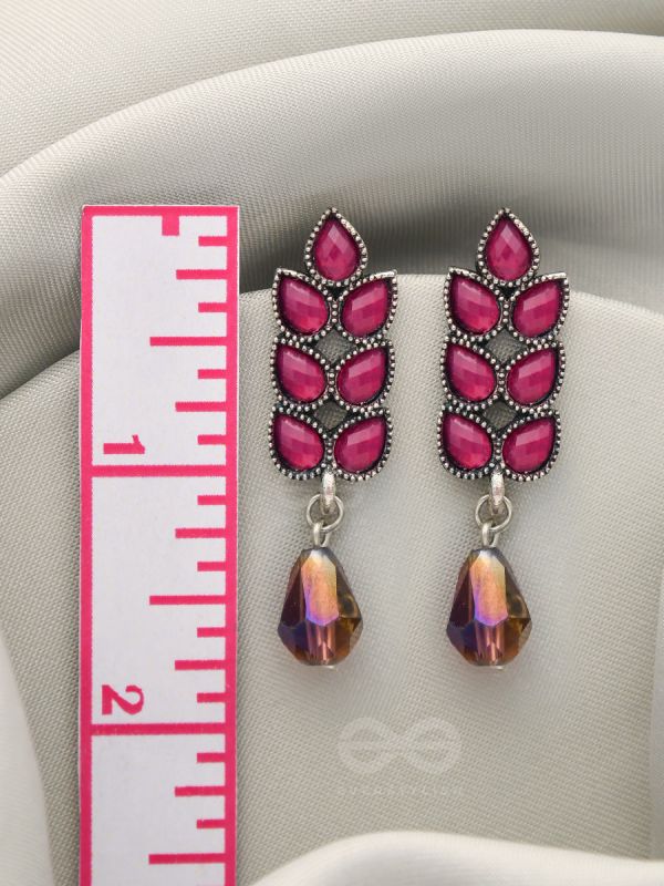 The Grapevine- Embellished Oxidized Earrings (Magenta and Violet) 