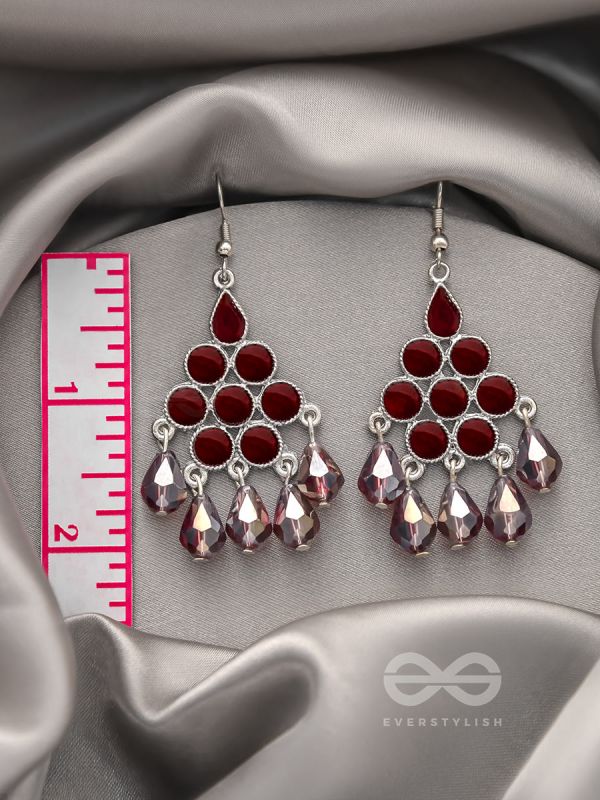 The Maroon Haze- Oxidised Glass Beads Earrings