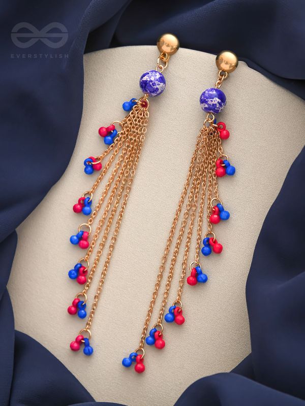 The Celestial Showers- Golden Embellished Earrings