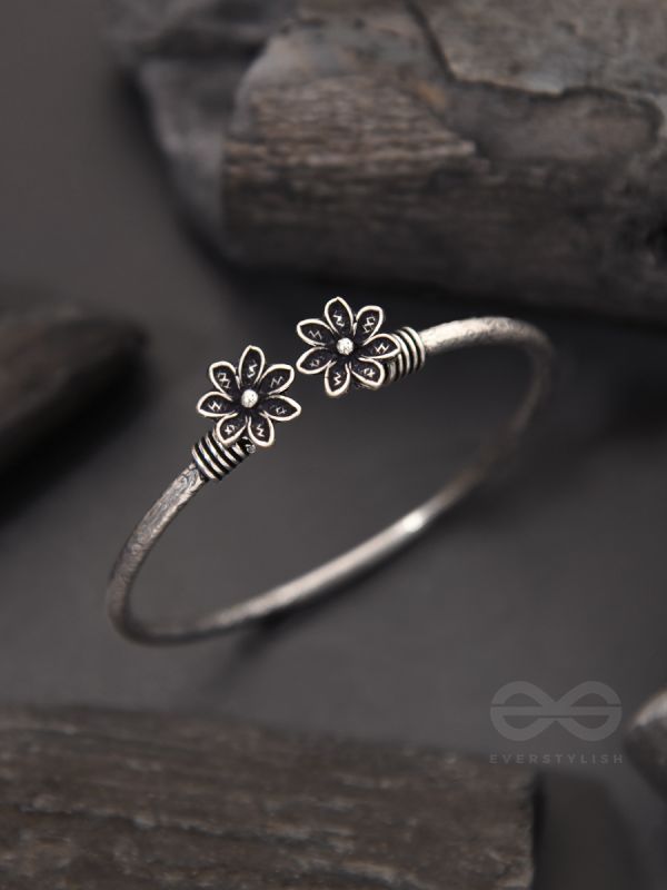 The Early Bloomer- Oxidised Bangle Bracelet