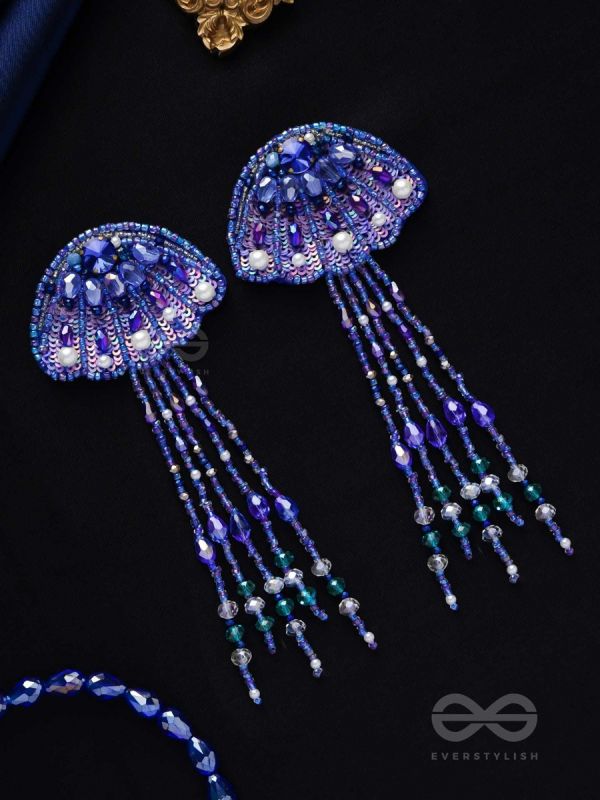 Nidusha- The Enigmatic Fish - Stones and Sequins Embroidered Earrings