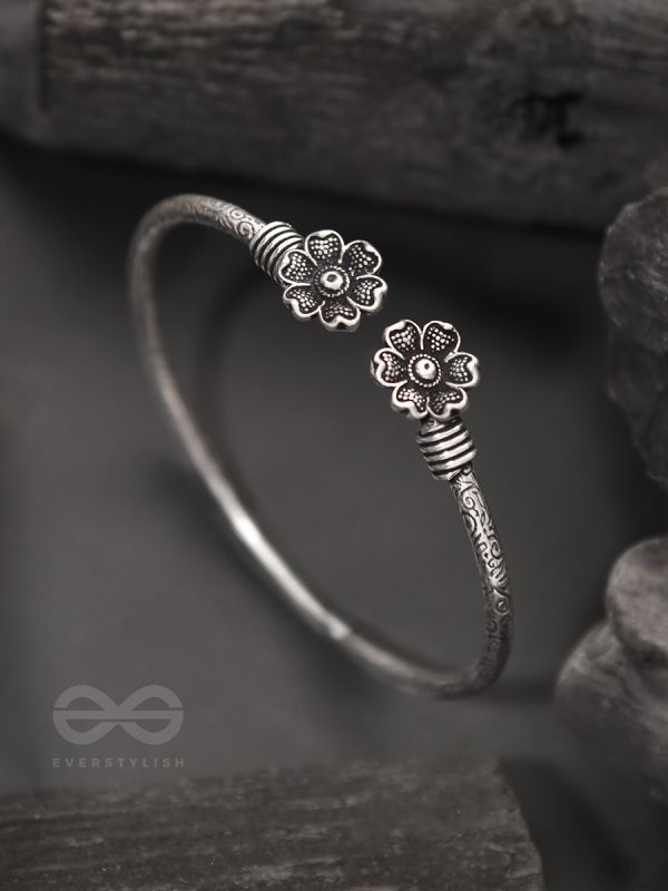 Shrinking Violets- Oxidised Bangle Bracelet