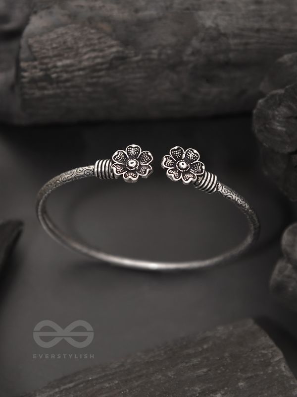 Shrinking Violets- Oxidised Bangle Bracelet