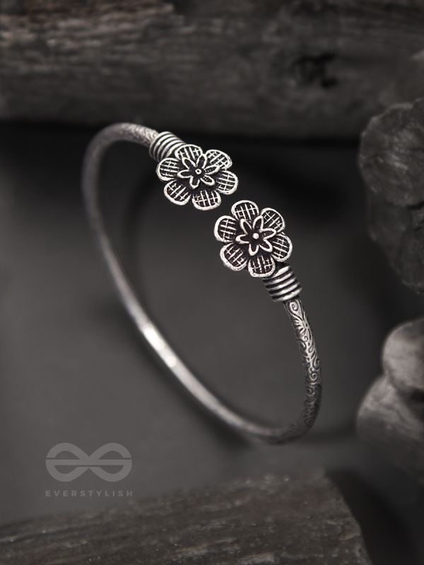 Fancy Florets - Oxidised Bangle Bracelet