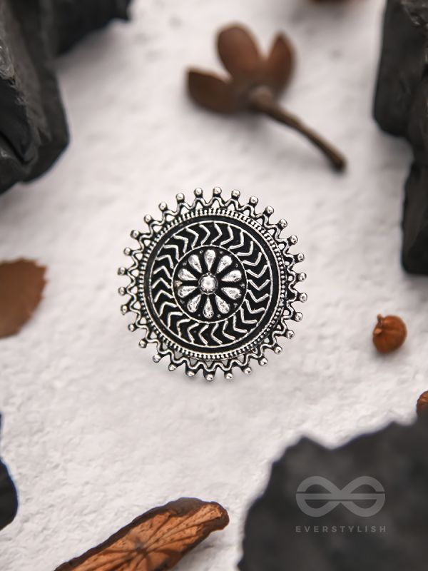 The Moonlit Fantasy- Oxidised Statement Ring