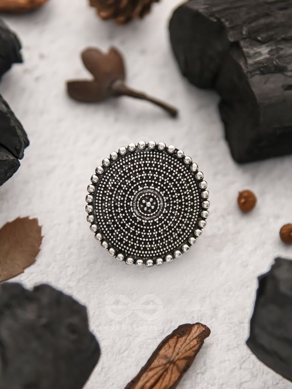 The Raven Halo- Oxidised Statement Ring