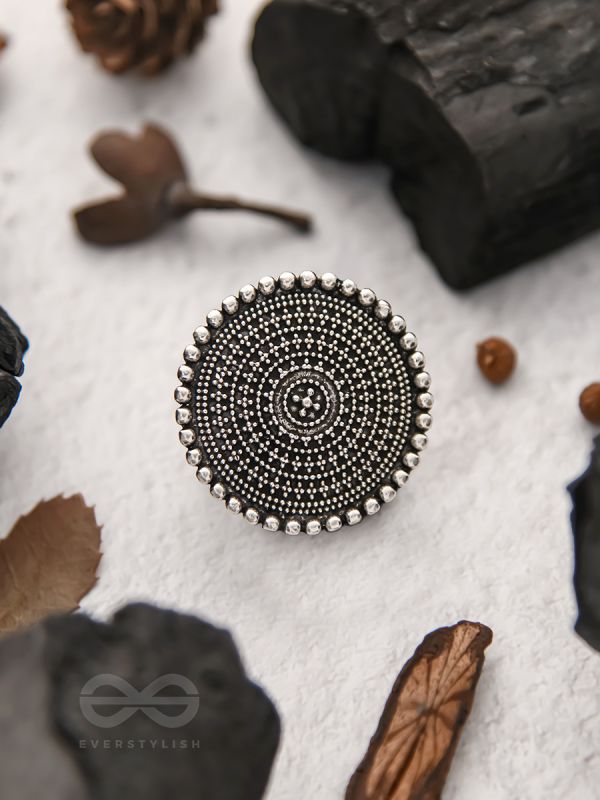 The Raven Halo- Oxidised Statement Ring