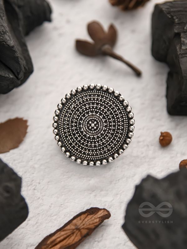 The Raven Halo- Oxidised Statement Ring