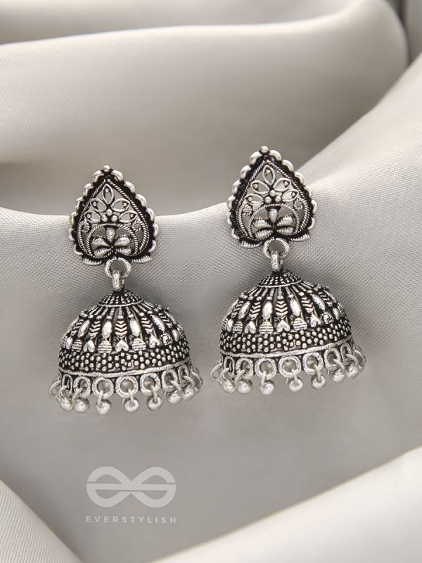 Hearts and Flowers- Brass Jhumka Earrings