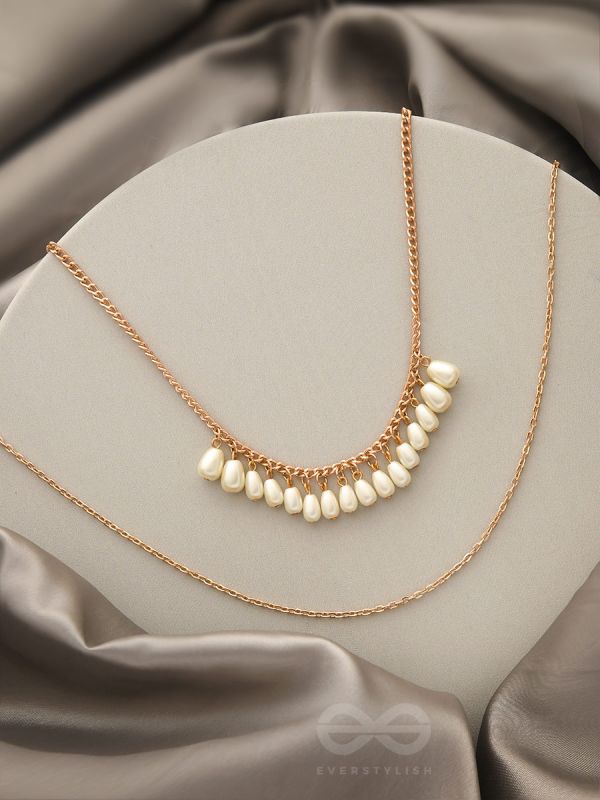 The Rain Shower- Golden Layered Pearl Necklace With Anti-Tarnish Coating 
