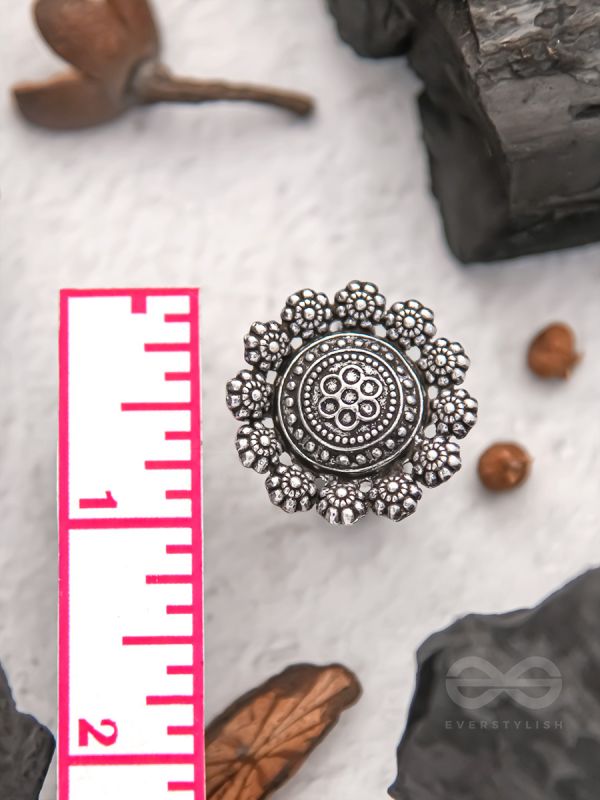 Bed of Roses- Oxidised Statement Ring
