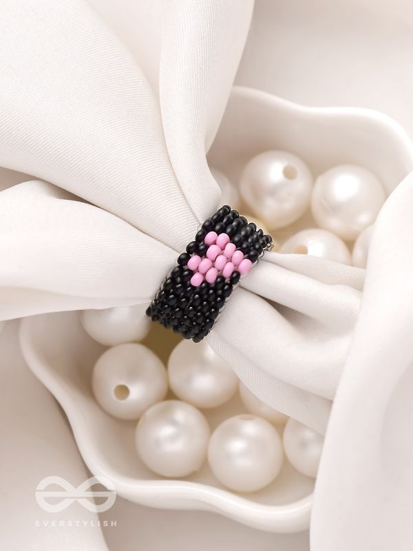 The Midnight Sky- Black Beaded Ring