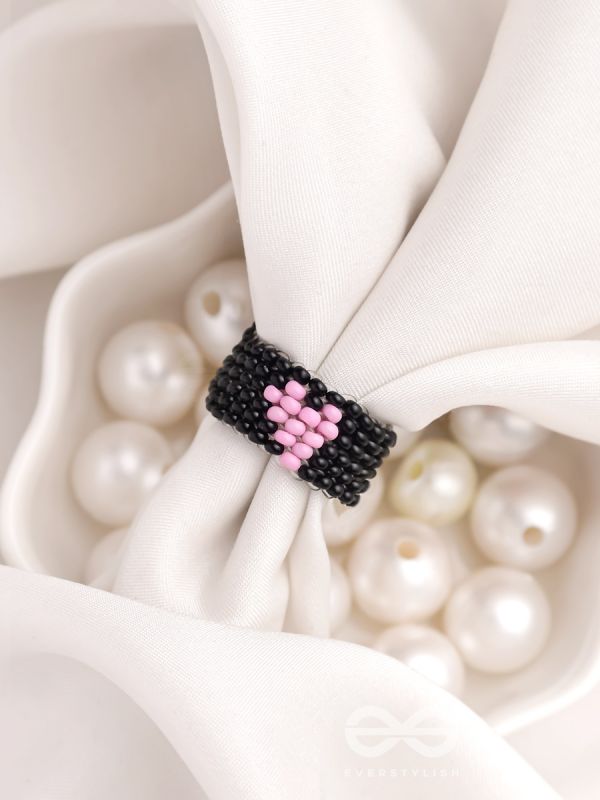 The Midnight Sky- Black Beaded Ring