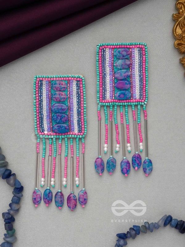 Adhvan- The Stony Path- Stones, Sequins and Beads Embroidered Earrings