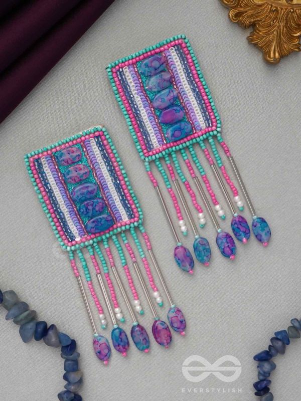 Adhvan- The Stony Path- Stones, Sequins and Beads Embroidered Earrings