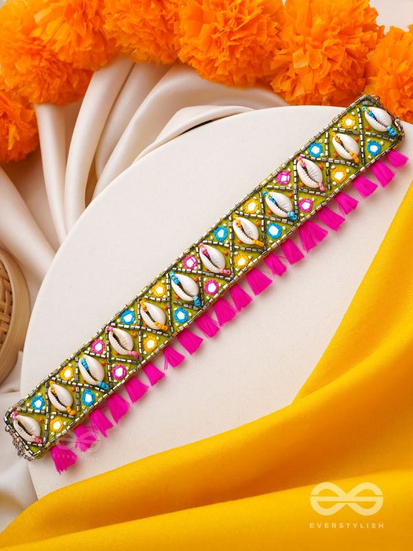 Dyotana - The Sparkling Colors - Shells, Resham And Mirror Hand Embroidered Choker Neckpiece