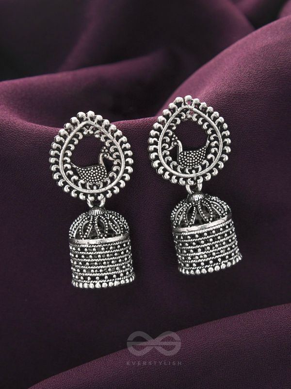 The Heavenly Swing- Oxidised Jhumka Earrings