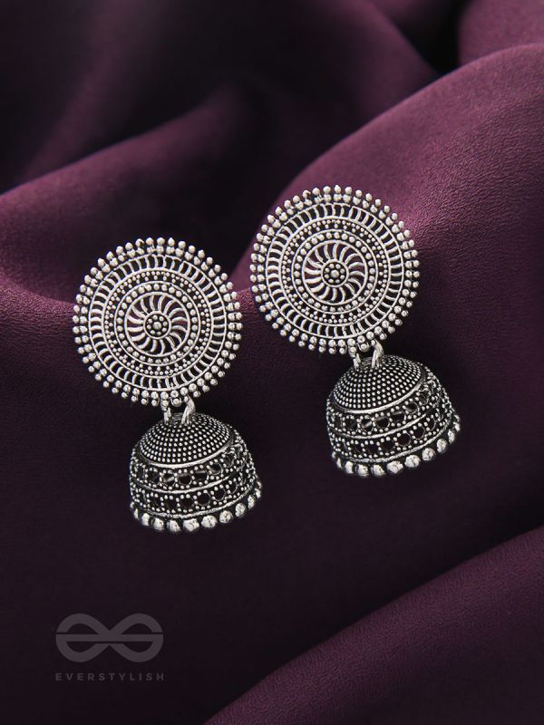The Moon Beams- Oxidised Jhumka Earrings