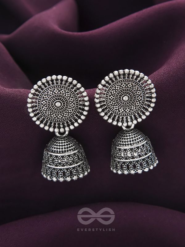 The New Moon- Oxidised Jhumka Earrings