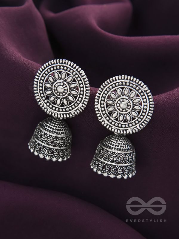 The Sun Glare- Oxidised Jhumka Earrings