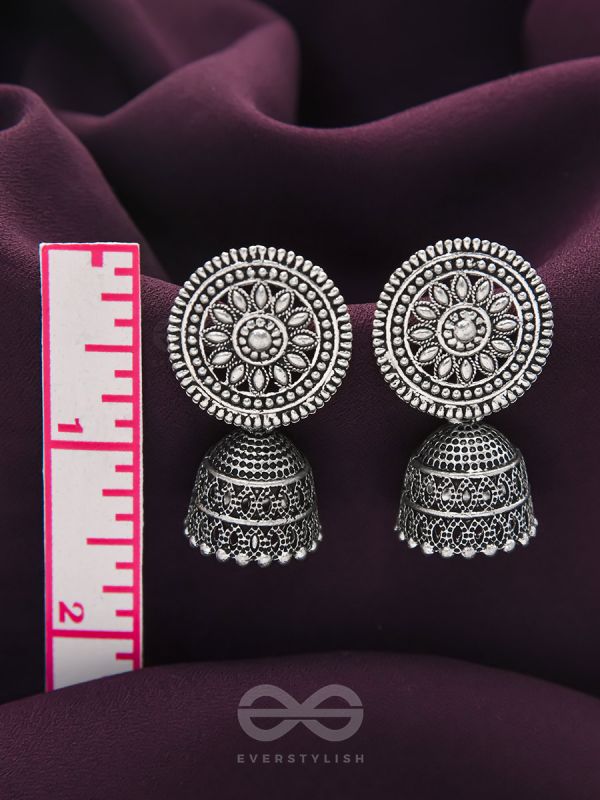 The Sun Glare- Oxidised Jhumka Earrings
