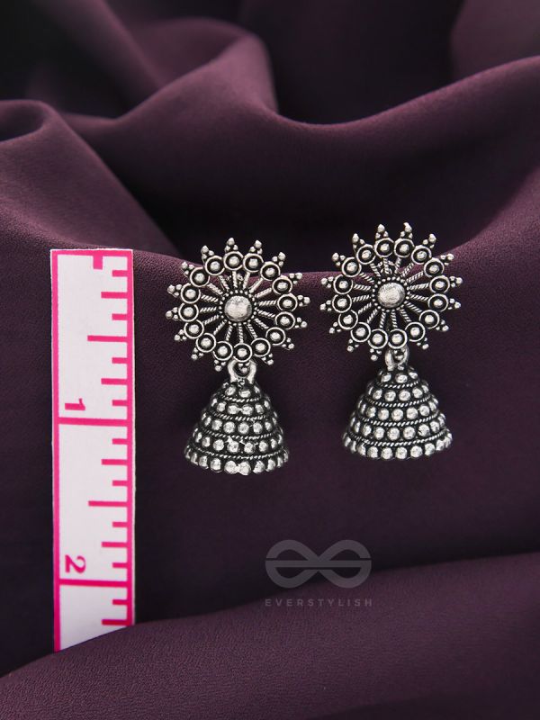 The Silver Sunbeams- Oxidised Jhumka Earrings