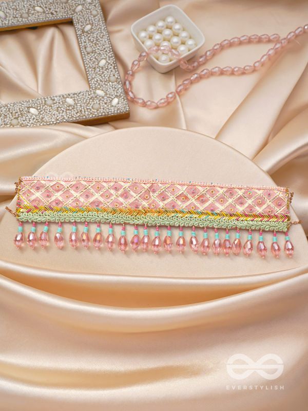 Maanikya- The Pink Wonder- Sequins and Beads Embroidered Choker Necklace