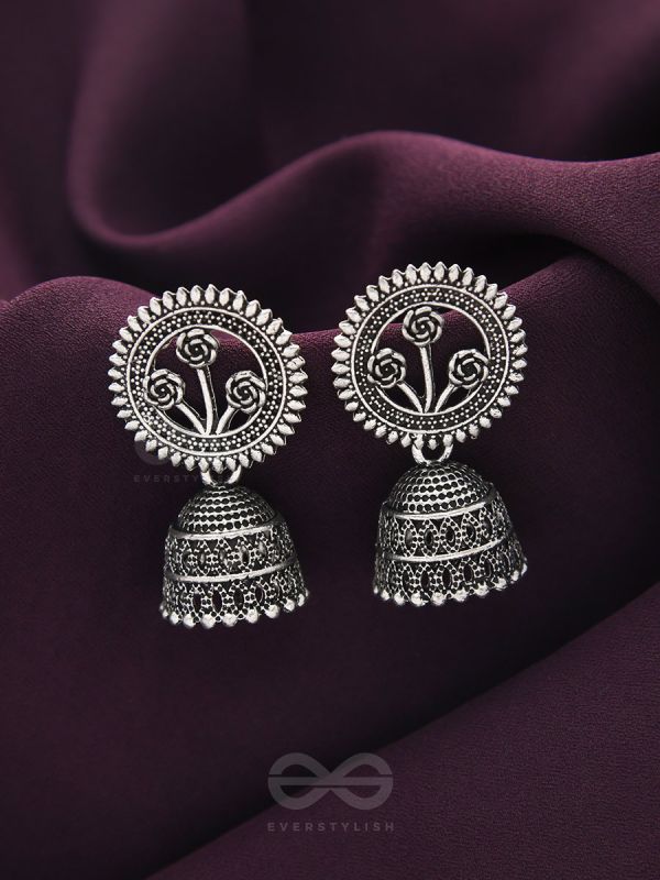 In Full Bloom- Oxidised Jhumka Earrings