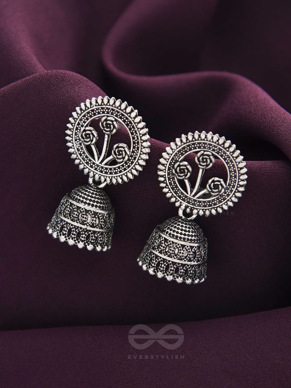 In Full Bloom- Oxidised Jhumka Earrings