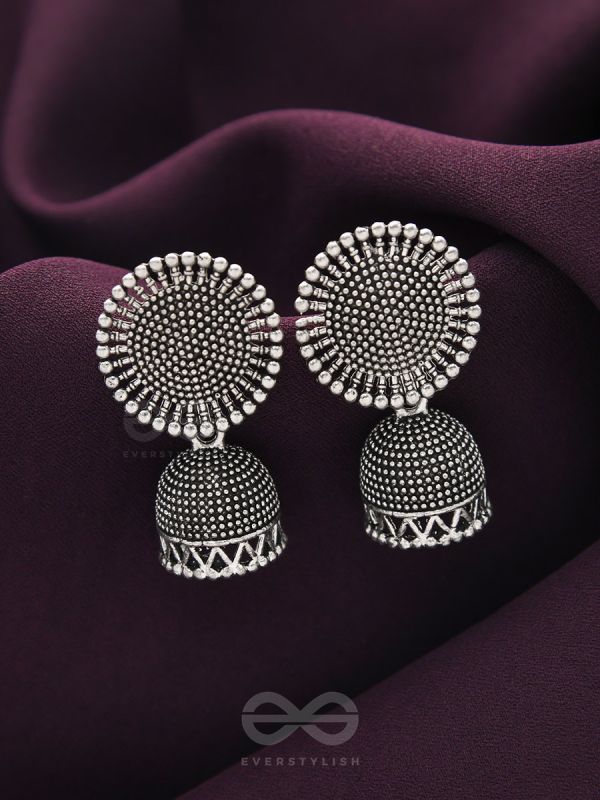 The Blazing Sunbeams- Oxidised Jhumka Earrings