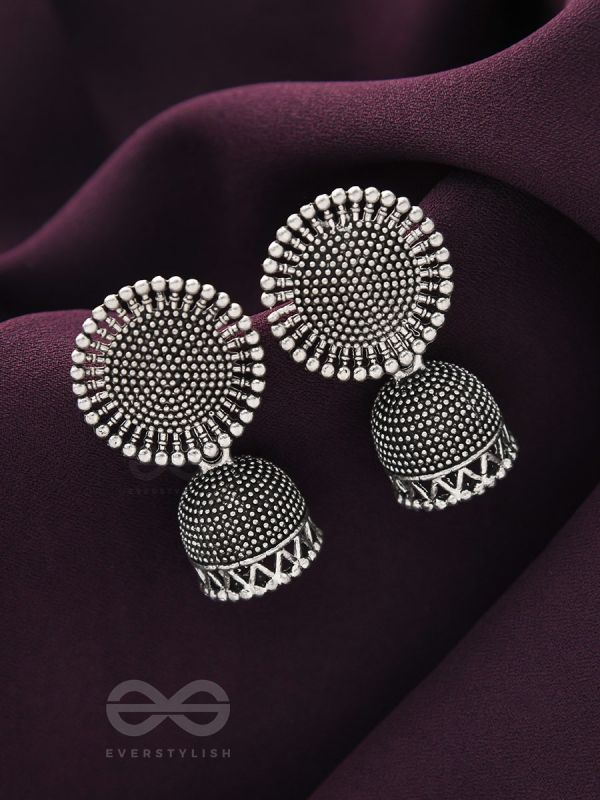 The Blazing Sunbeams- Oxidised Jhumka Earrings