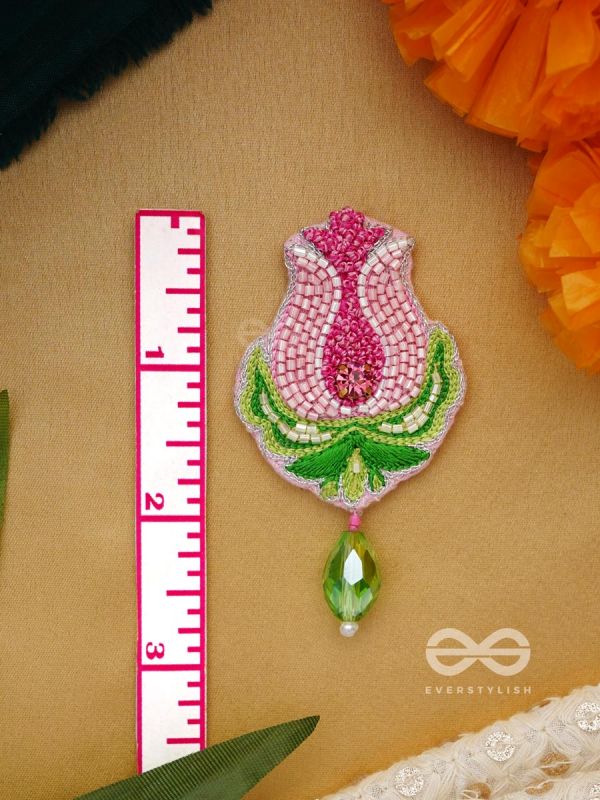 Ambuda- The Lotus Bud- Resham and Glass Drops Embroidered Earrings