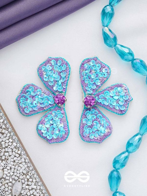 kuvalaya- The Blue Bloom- Stones and Sequins Embroidered Earrings