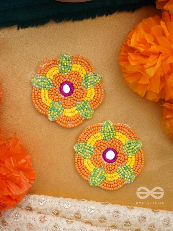 Maneeka- The Beautiful Bloom- Mirror and Resham Embroidered Earrings