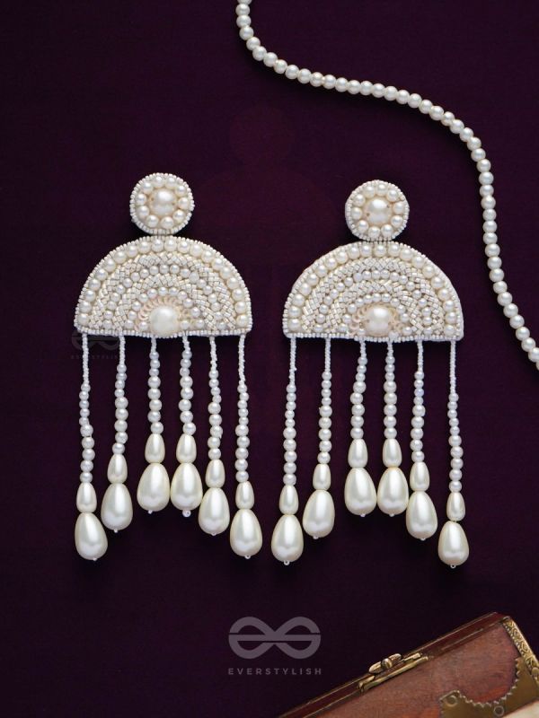 Avasara- The Pristine Rains- Pearls and Pearl Drops Embroidered Earrings