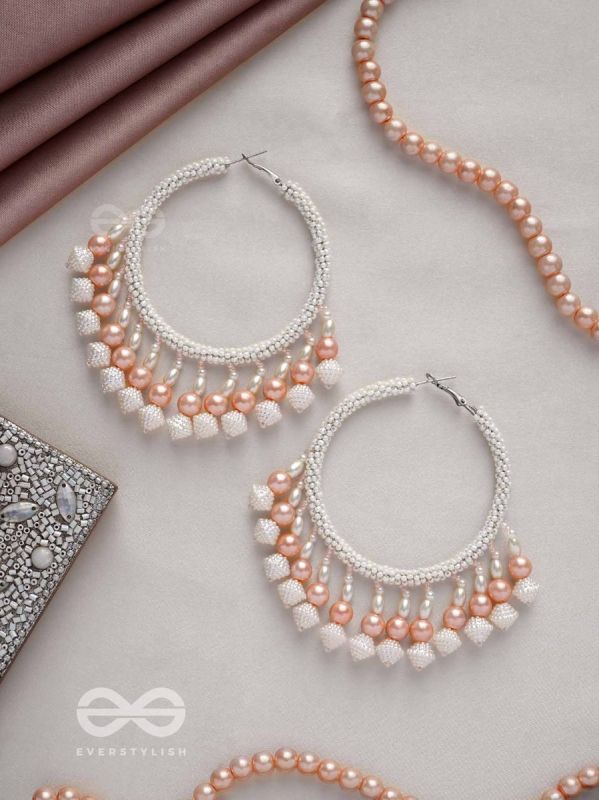 Kairavi- The Pristine Moonlight- Pearls and Beads Embroidered Earrings
