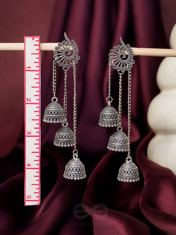 The Dusky Trinity- Oxidised Jhumka Earrings