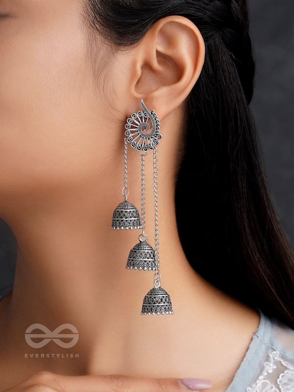 The Dusky Trinity- Oxidised Jhumka Earrings